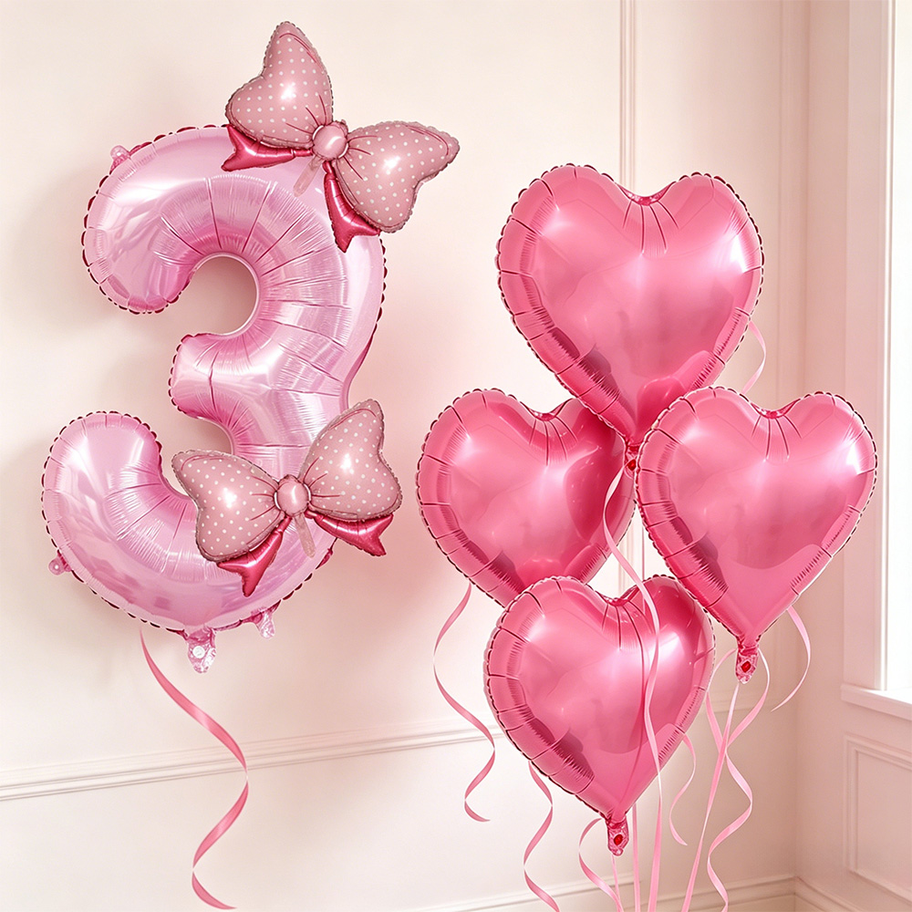 Confetti Balloon Set - Розовый бантик для вечеринки, розовый воздушный