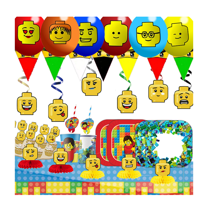 Confetti Balloon Set - Строительные блоки, баннер с днем рождения,