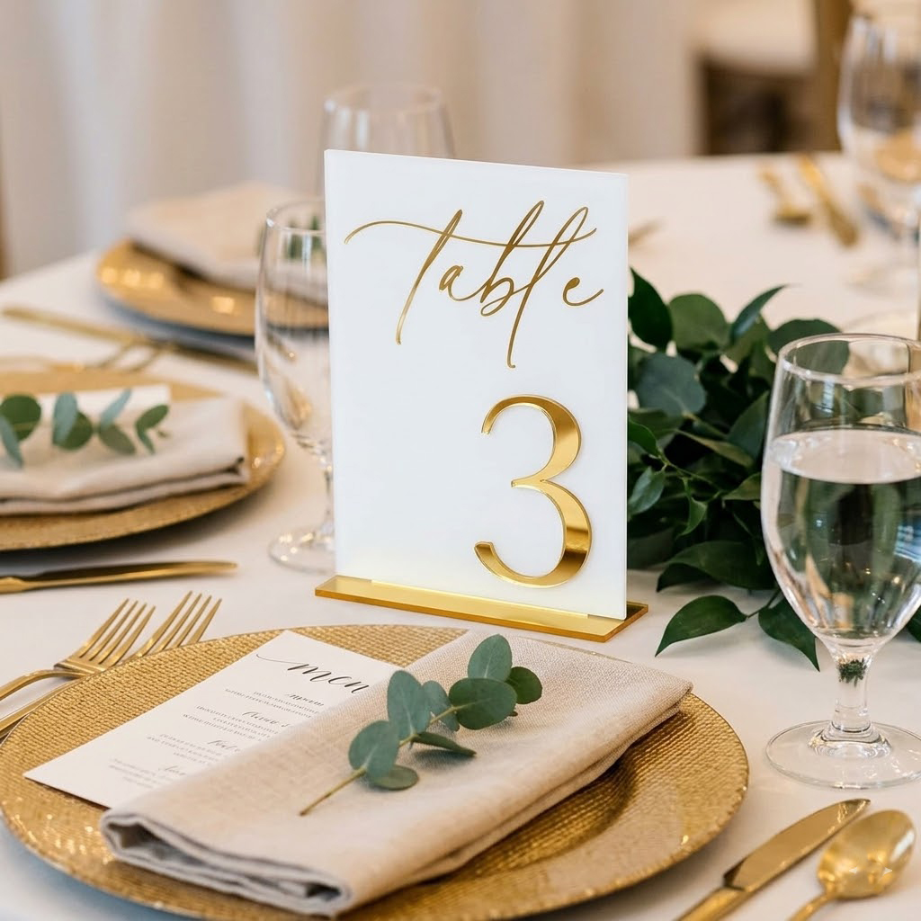 Table Number Gold - Номерки для свадебных столов 1-10 с