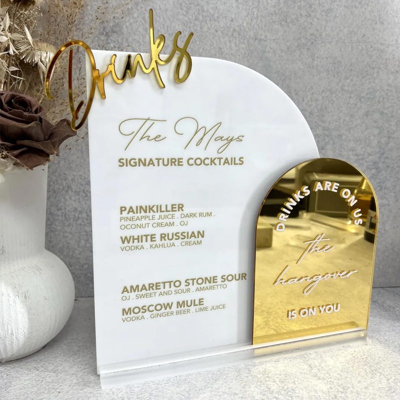 Table Number Gold - Пользовательское барное меню с 3D вырезом.