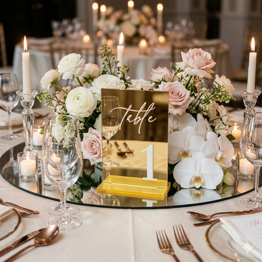 Table Number Gold - Золотые акриловые номерки для столов 1-20