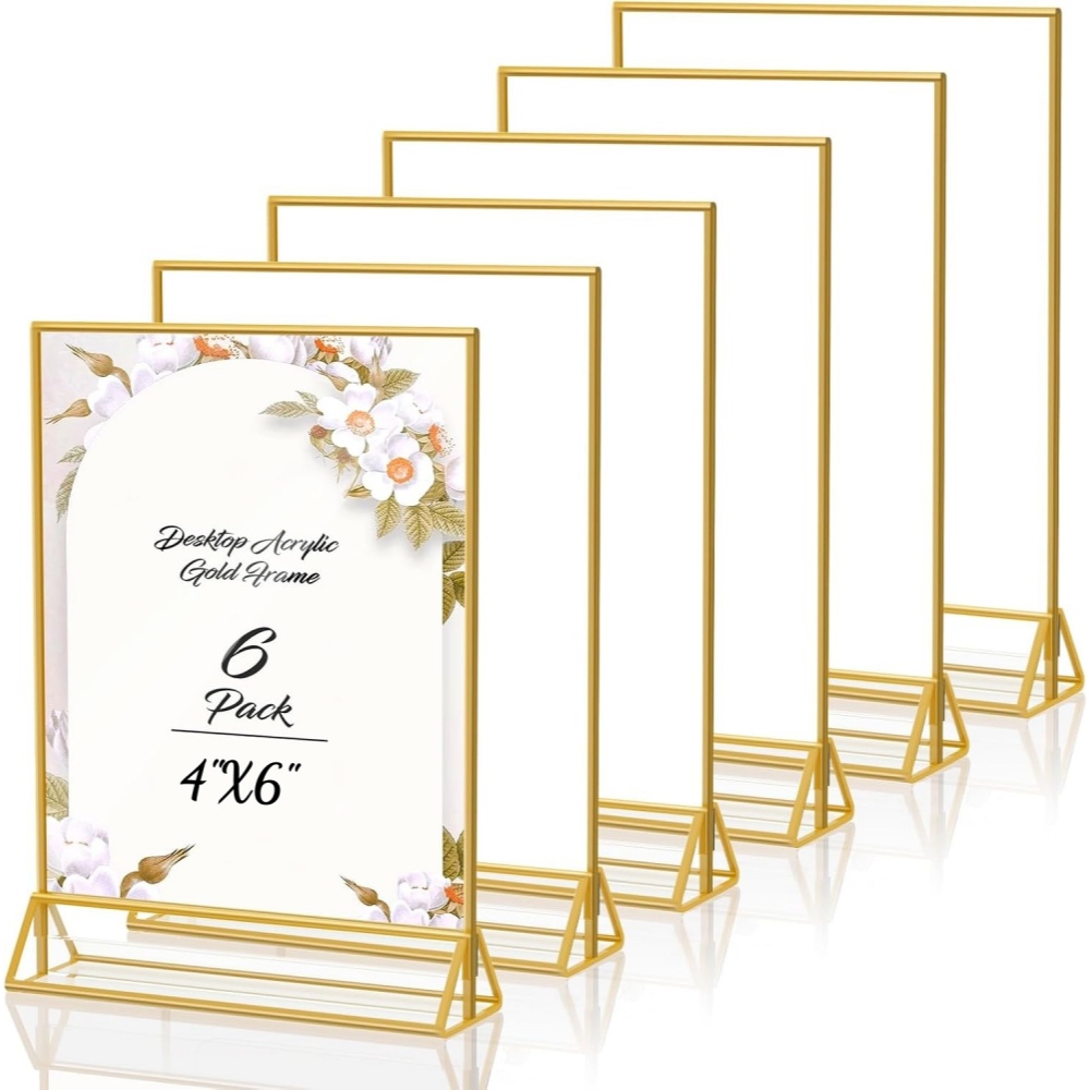 Table Number Gold - Набор из 6 золотых акриловых рамок