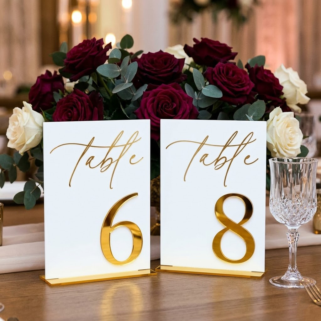 Номерки для свадебных столов 1 – обзор и цена Table Number Gold