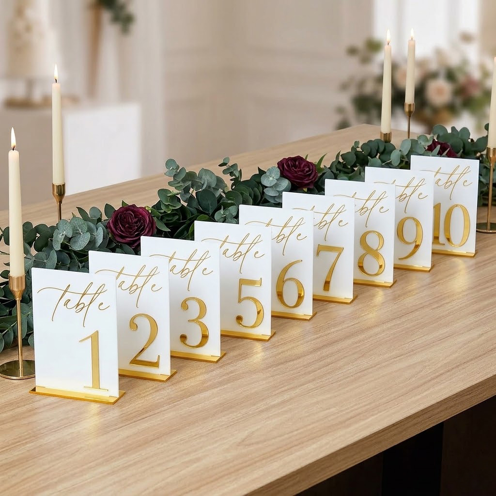Номерки для свадебных столов 1 – обзор и цена Table Number Gold