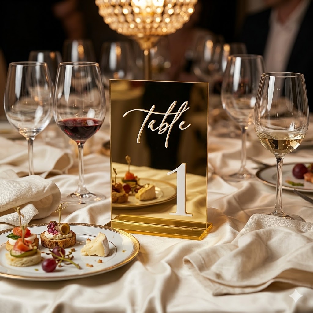 Золотые акриловые номерки для  – обзор и цена Table Number Gold